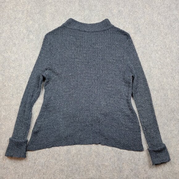 Free People Waffle Knit Wrap Hem Sweater Women’s Small Blue Cotton Blend - Picture 7 of 10